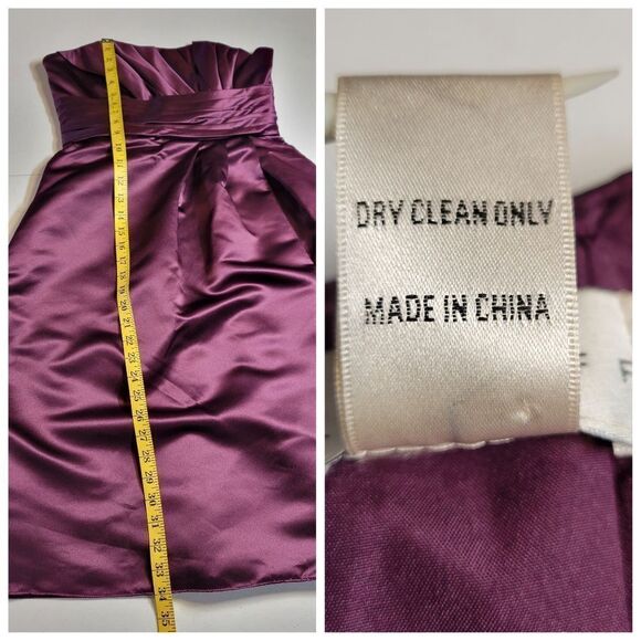 Bill Levkoff Satin Burgundy Strapless A-line Formal Evening Bridesmaid Dress - Picture 11 of 11